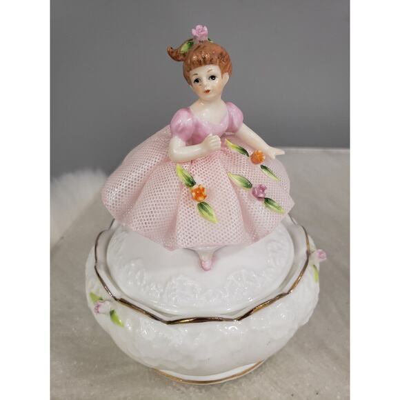 RARE Vintage 1975 Maruri‎ Masterpiece Bone China Girl Trinket Box Enesco Ballet - Picture 8 of 9